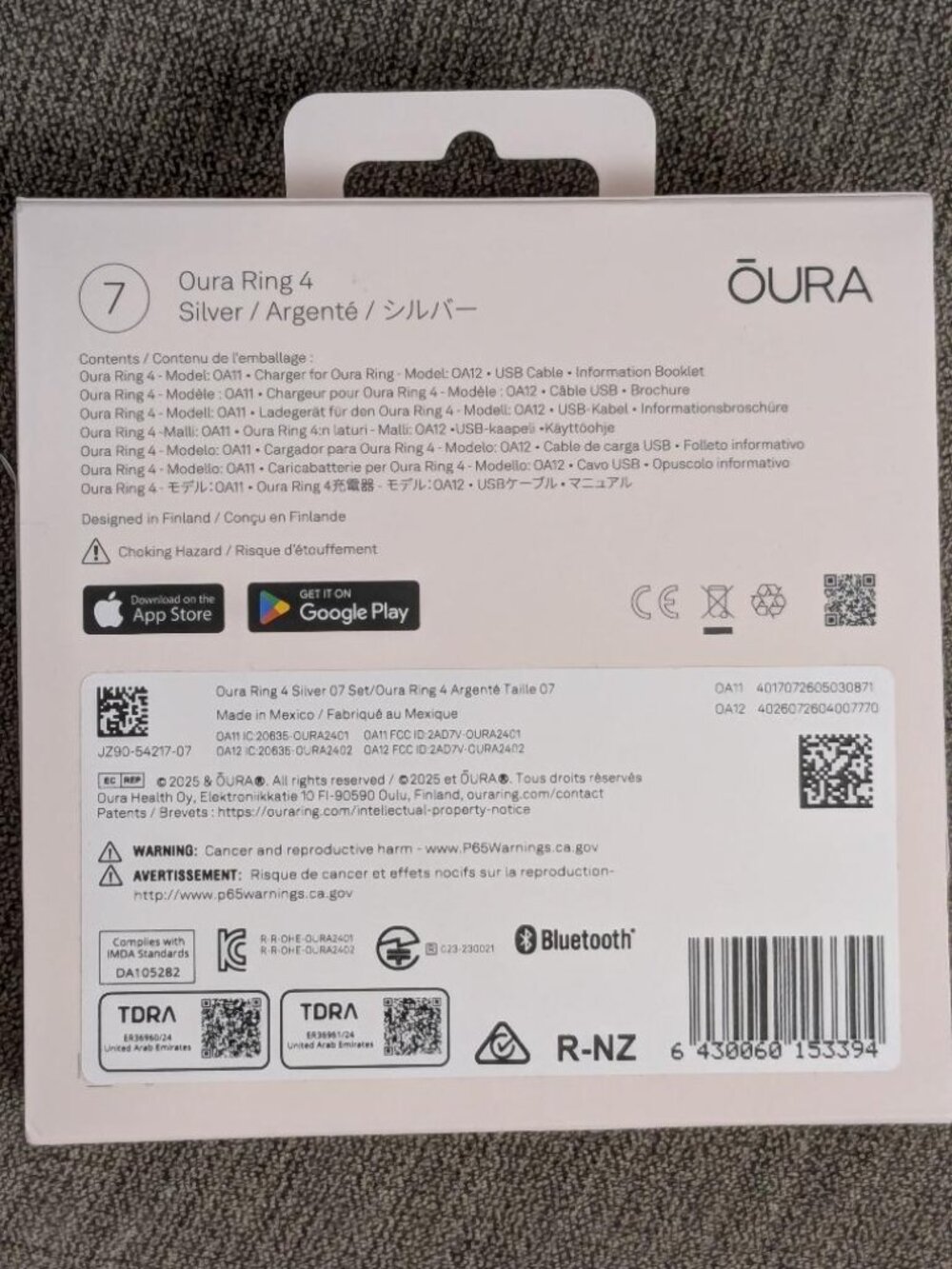 New ŌURA Oura Ring 4 Smart Ring Activity Tracker Silver Size 7 Sealed